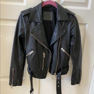 AllSaints Balfern Black Leather Biker Jacket 00